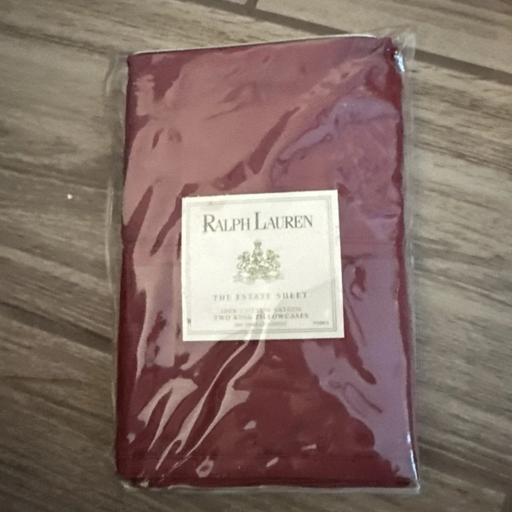 RARE Ralph Lauren Estate Sateen Damask Red King Sheet Set 4PC NOS Sealed